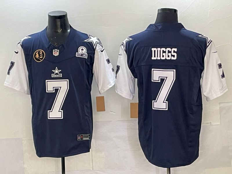 Men 2025 Nike Dallas Cowboys #7 Diggs Drak Blue 4th generation Limited NFL Jersey 02